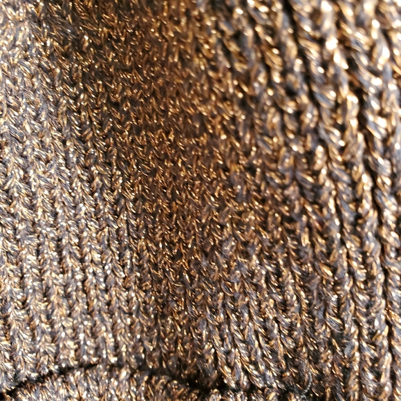 H&M Copper Metallic Rib Knit Beanie Toque Hat Glitter Sparkle NWOT - Picture 3 of 10
